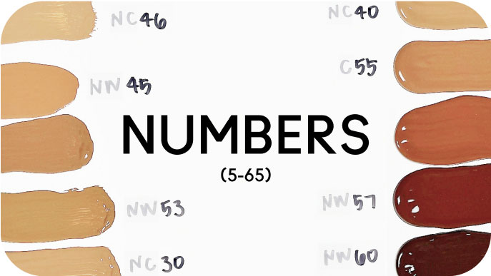 NUMBERS REPRESENT SHADE DEPTH